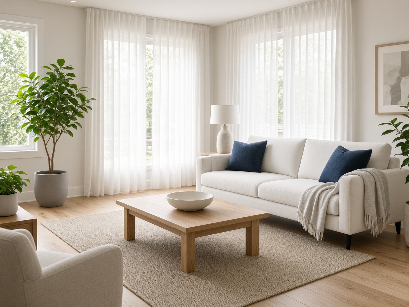 Tidy living room ready for a professional cleaning visit